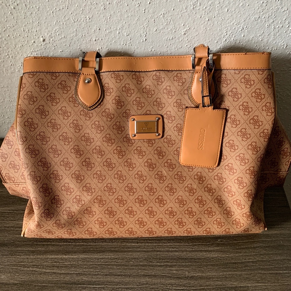 Guess Tan Brown Duffle Bag 3 compartments Large